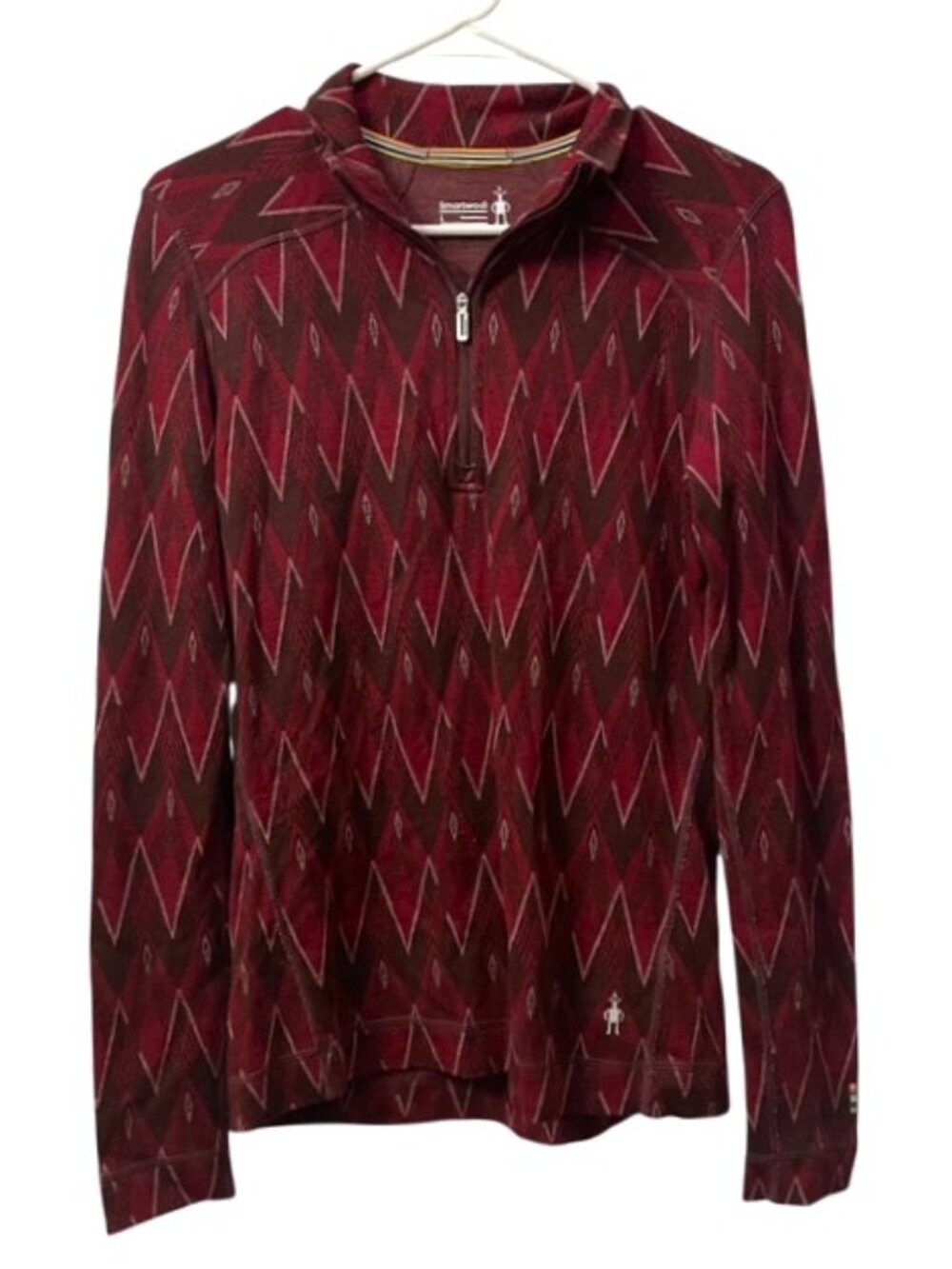 Women's Smartwool Quarter Zip Pullover 100% Merino Wool Red Size Large